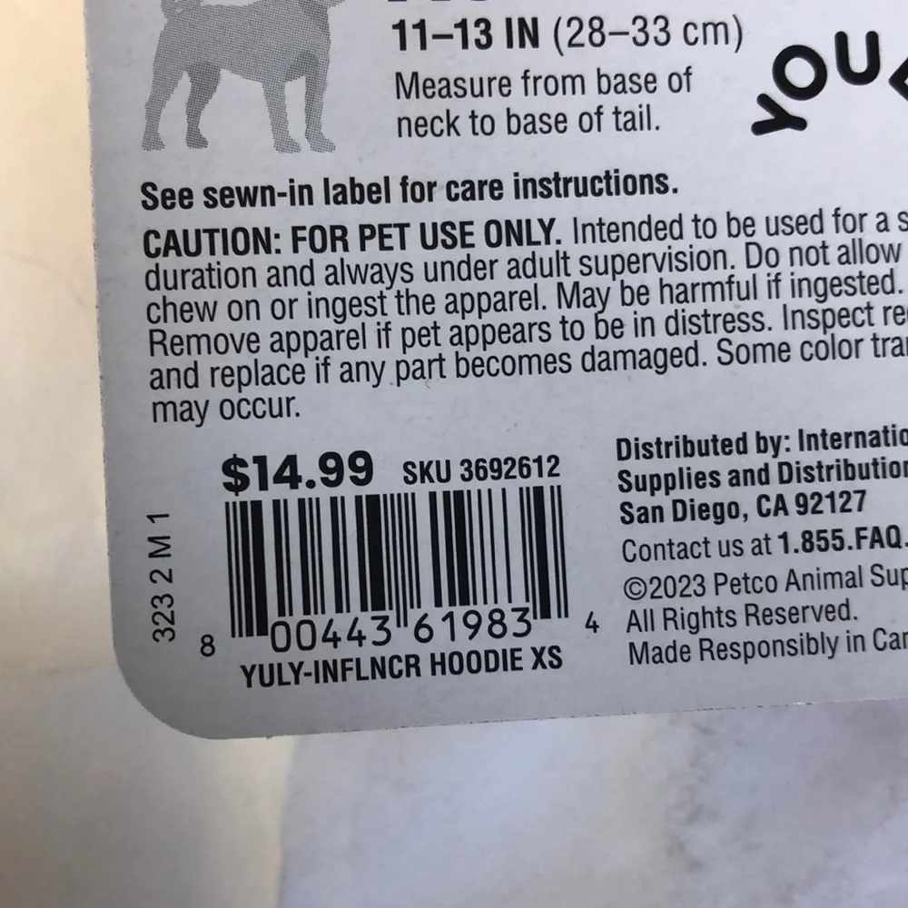 NWT Micro influencer dog hoodie XS